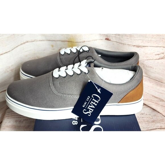 M Chaps Grey Canvas Lace-Up Low Cut Dress/Casual Shoes – Size 10 Versatile Men's - Picture 6 of 11